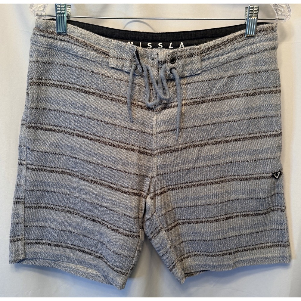 Vissla Size Small Sofa Surfer Shorts‎ Blue Gray Striped Pockets 8" Inseam